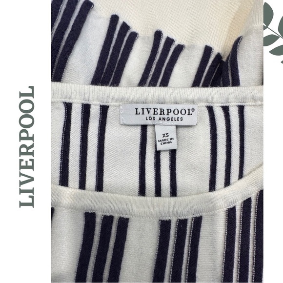 Liverpool Boatneck Sweater | Nautical Stripe Pullover | Navy Cream | Size XS - Picture 7 of 9